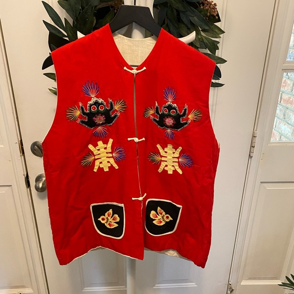 Fabulous Vintage Handmade Quilted Patchwork Oriental Design Vest 1 Of A Kind XL - Picture 2 of 16